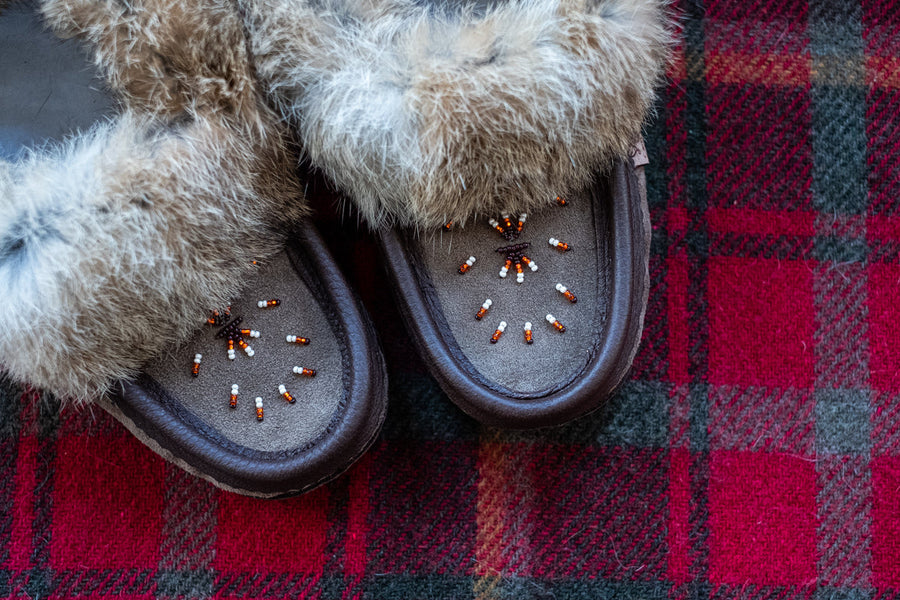 Women's Lined Rabbit Fur Moccasins (Final Clearance)