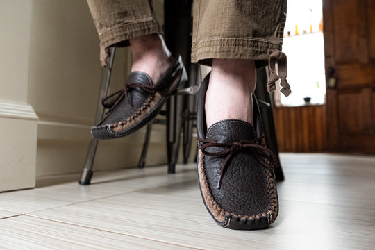 Men's FINAL CLEARANCE Memory Foam Buffalo Leather Moccasins (12 ONLY)