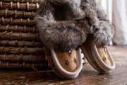 Women's Rabbit Fur Sheepskin Lined Suede Moccasins