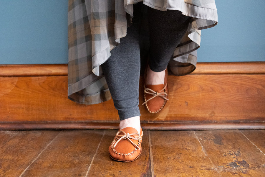 Women's Soft Sole Wide Width Bison Moccasins (Final Clearance - Size 8, 9 ONLY)