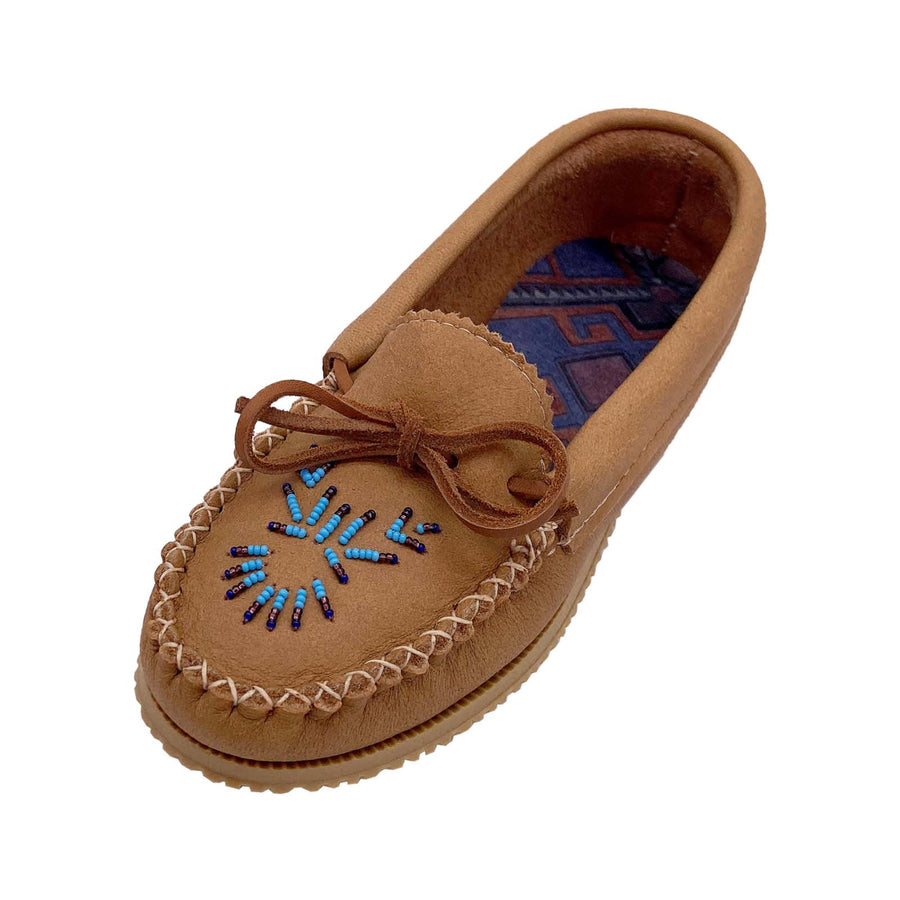 Women's Genuine Moosehide Leather Beaded Moccasin Shoes – Leather