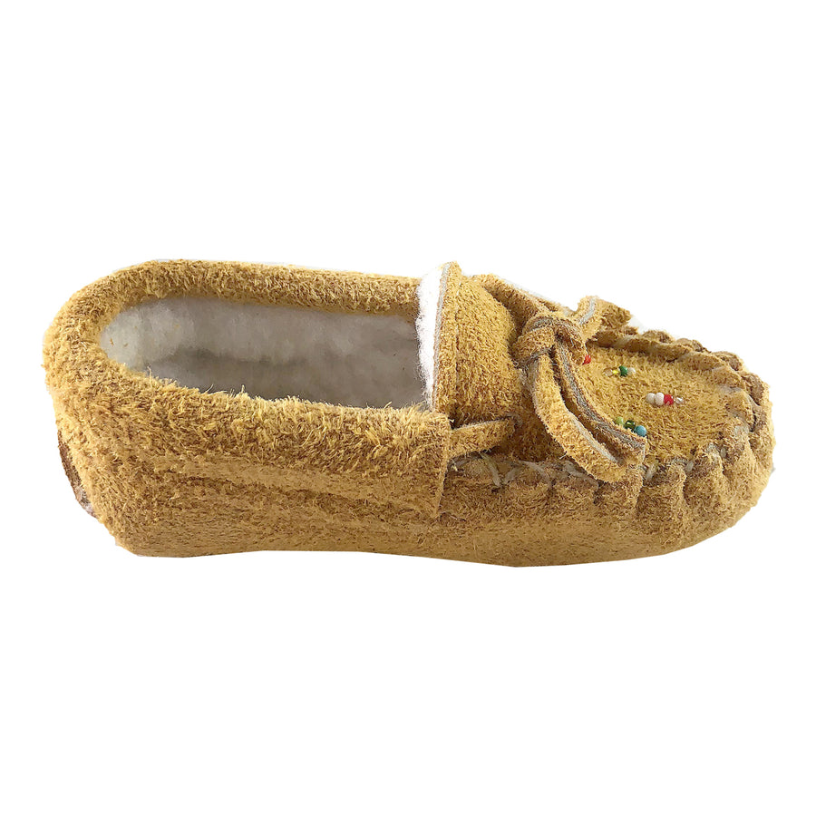 Baby Moose Hide Suede Fleece Lined Beaded Moccasins