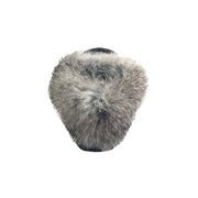 Junior Soft Sole Navy Suede Rabbit Fur Moccasins (Final Clearance - Child Size 12 ONLY)