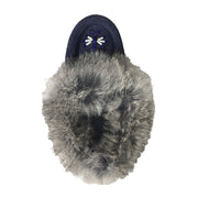 Junior Soft Sole Navy Suede Rabbit Fur Moccasins (Final Clearance - Child Size 12 ONLY)