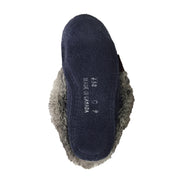 Junior Soft Sole Navy Suede Rabbit Fur Moccasins (Final Clearance - Child Size 12 ONLY)