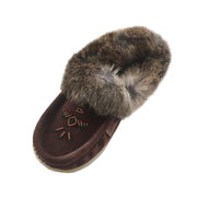 Women's Fleece Lined Rabbit Fur Rubber Sole Suede Moccasins