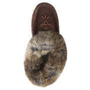 Women's Fleece Lined Rabbit Fur Rubber Sole Suede Moccasins