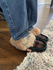 Children's Rabbit Fur Trim Wool Slippers (Final Clearance J12 only)