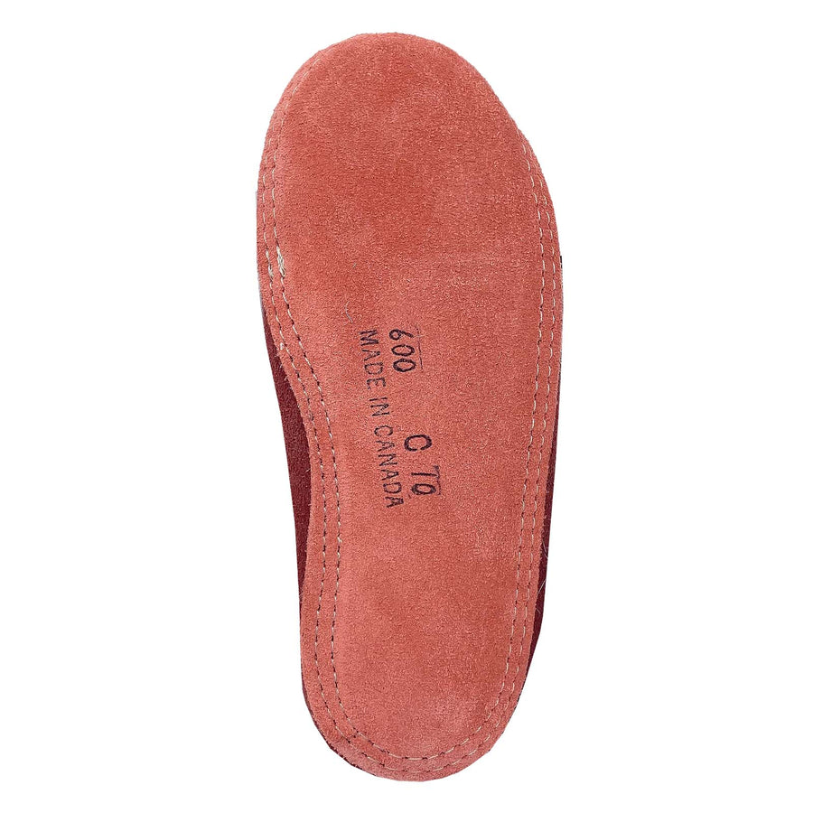 Baby and Child Two-Tone Suede Fleece Lined Beaded Rabbit Fur Moccasins (Final Clearance)