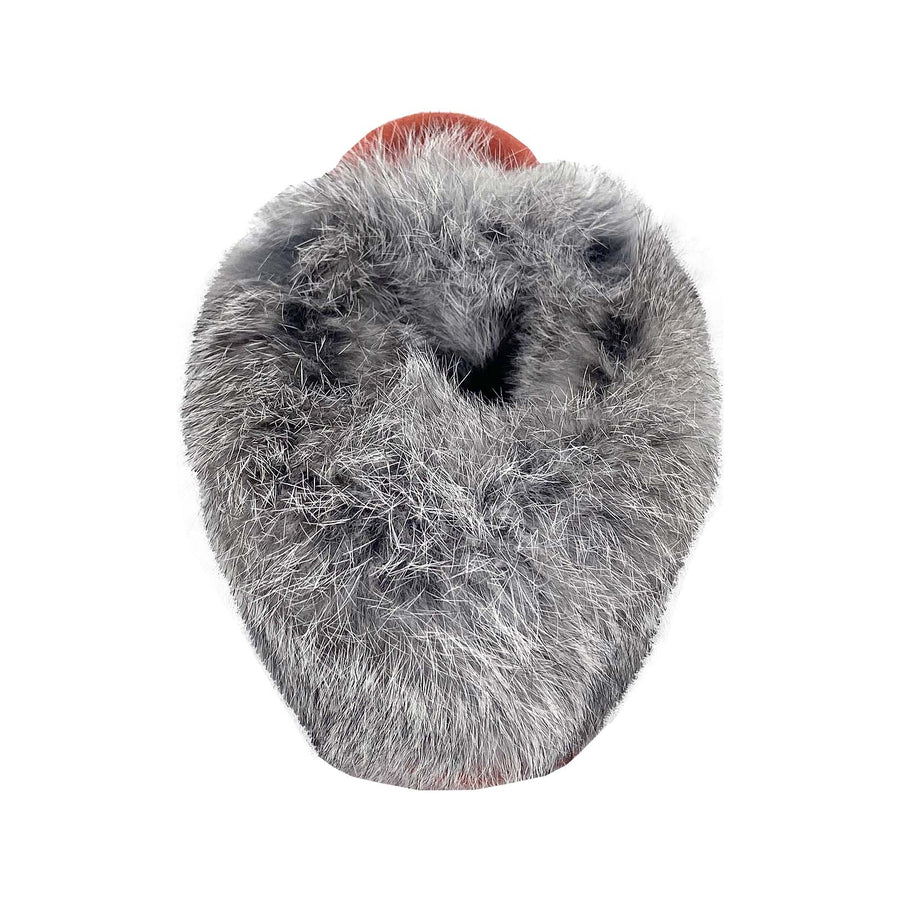 Baby and Child Two-Tone Suede Fleece Lined Beaded Rabbit Fur Moccasins (Final Clearance)