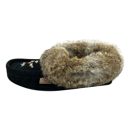 Women's Rabbit Fur Beaded Moccasins (Final Clearance 5 & 6 ONLY)