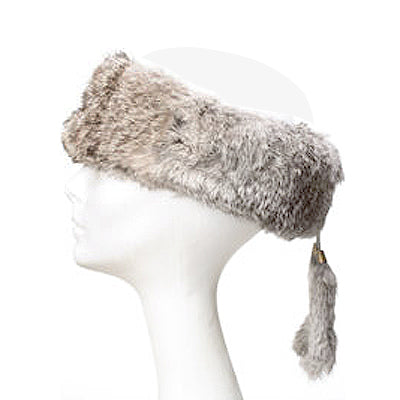 Rabbit Fur Headband with Tassels