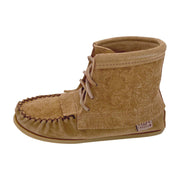 Women's Floral Embossed Suede Moccasin Boots