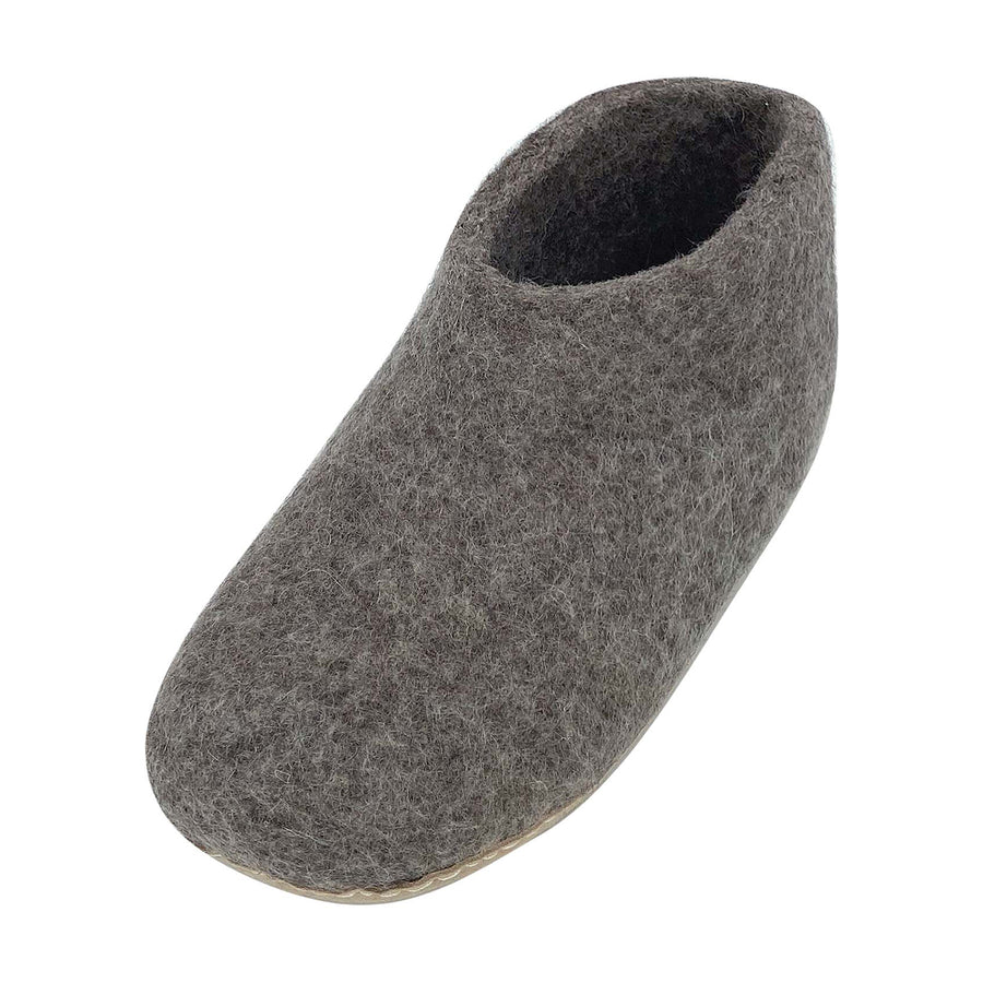 Felted Wool Ankle Slippers with Leather Outsoles for Men Women