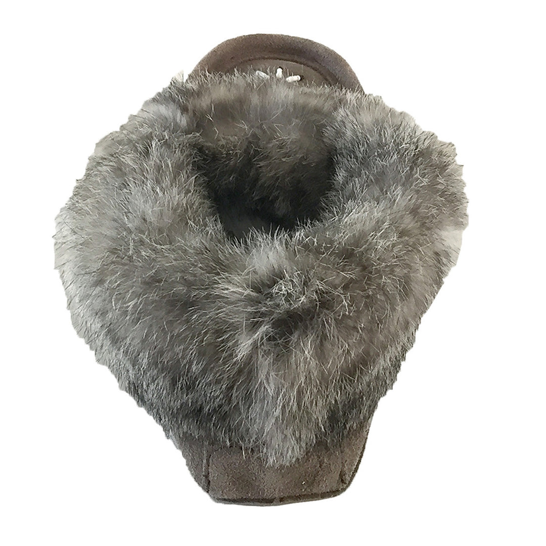 Frosted Leaf Spirit Black Leather Mottled Fur Moccasin