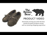 Women's Fringed Rubber Sole Gray Suede Moccasins