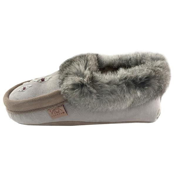 Women's Rabbit Fur Sheepskin Lined Suede Moccasins (Clearance)