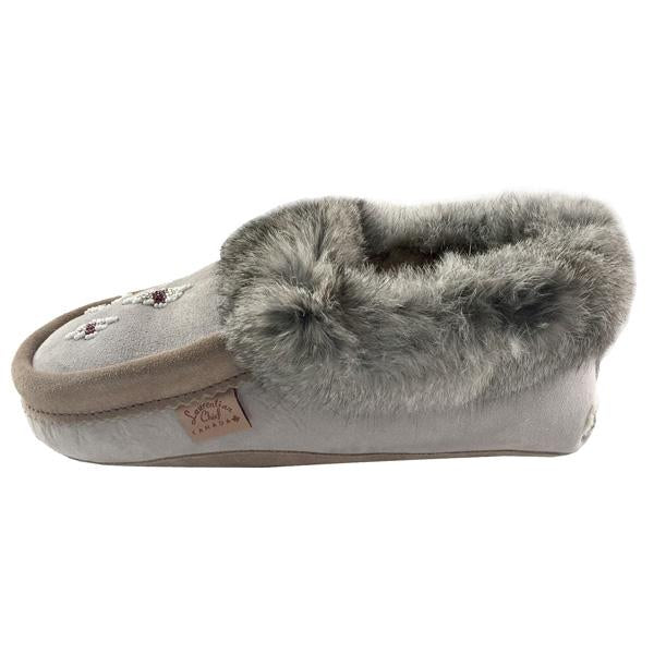 Women's Rabbit Fur Sheepskin Lined Suede Moccasins