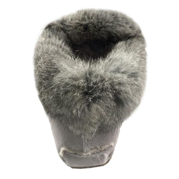 Women's Rabbit Fur Sheepskin Lined Suede Moccasins (Clearance)