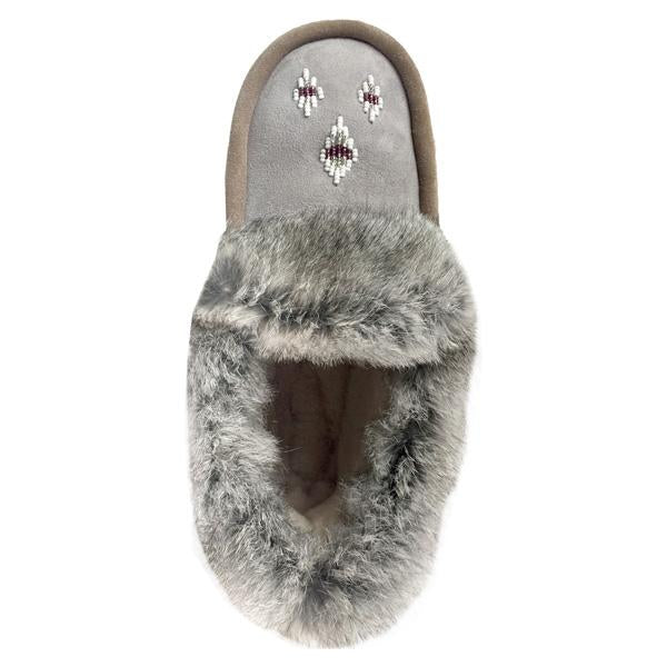 Women's Rabbit Fur Sheepskin Lined Suede Moccasins (Clearance)