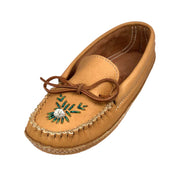 Men's Soft Sole Moose Hide Leather Beaded Moccasins with Tufting