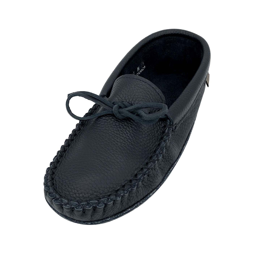Mens black moccasin slippers clearance