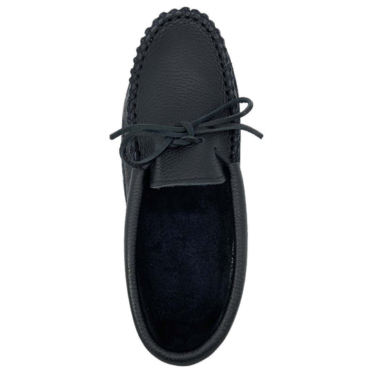 Men's Soft Sole Black Genuine Leather Moccasin Slippers – Leather-Moccasins