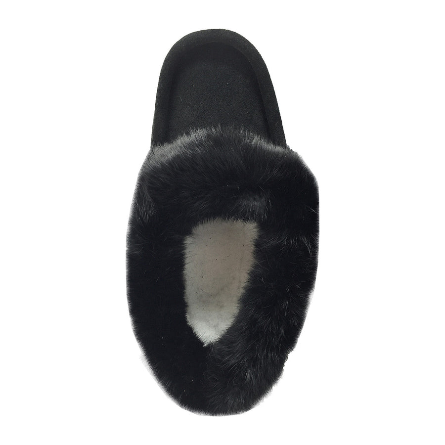 Men's Fleece Lined Suede Moccasins With Rabbit Fur