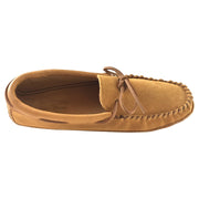 Men's Soft Sole Dark Tan Suede Leather Trim Moccasins