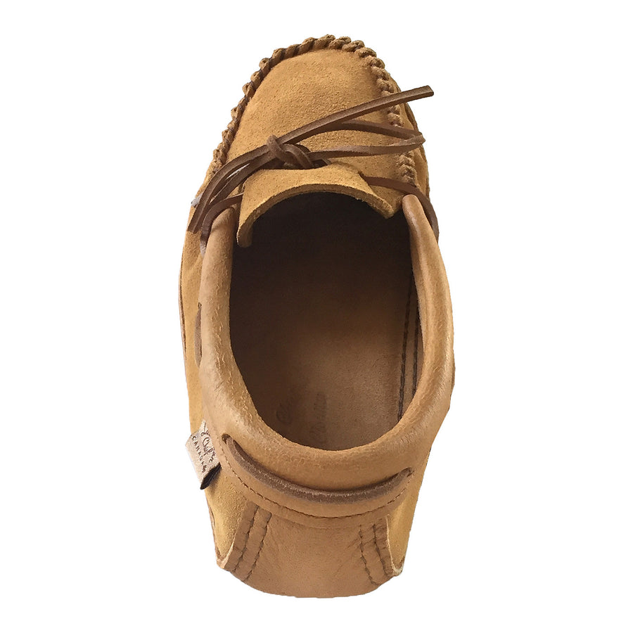 Men's Soft Sole Dark Tan Suede Leather Trim Moccasins