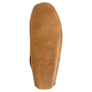 Men's Soft Sole Dark Tan Suede Leather Trim Moccasins