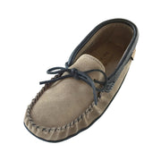 Men's Soft Sole Dark Tan Suede Leather Trim Moccasins