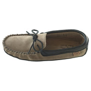 Men's Soft Sole Dark Tan Suede Leather Trim Moccasins