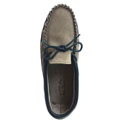 Men's Soft Sole Dark Tan Suede Leather Trim Moccasins