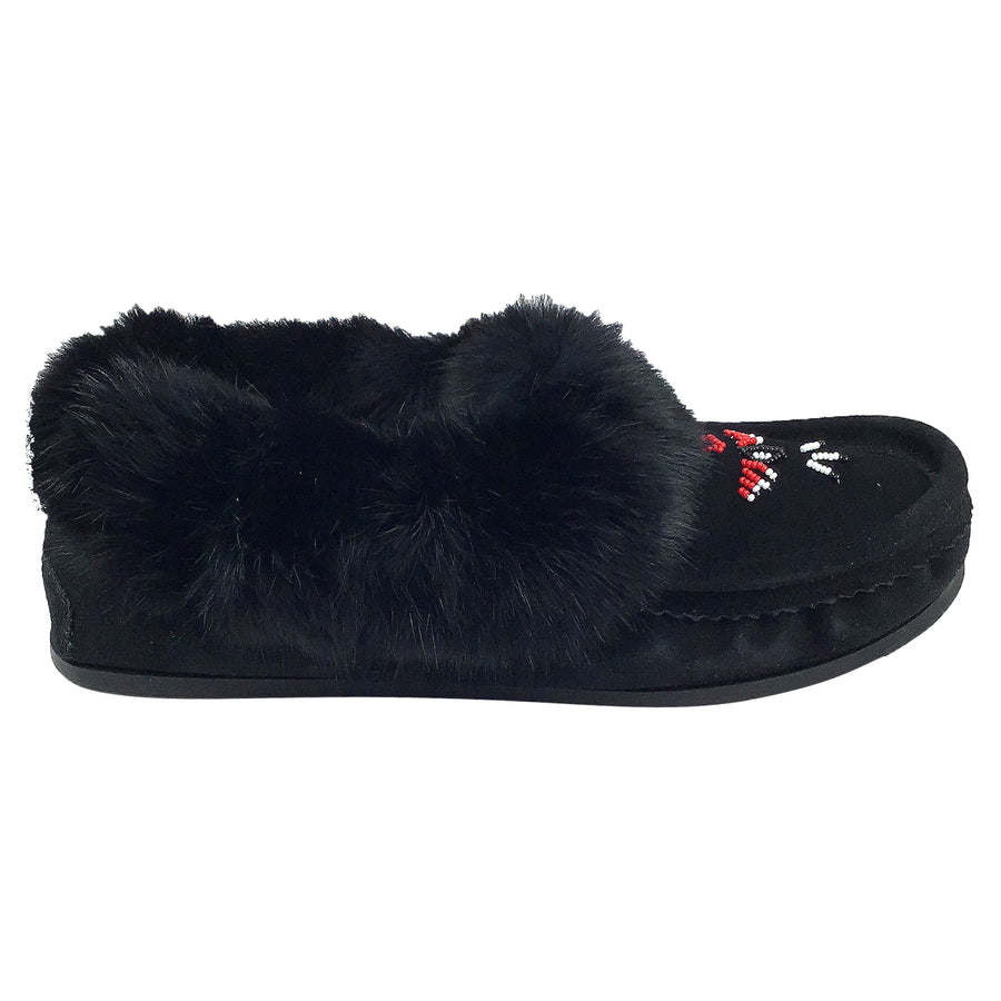 Men's Fleece Lined Suede Crepe Sole Rabbit Fur Moccasins