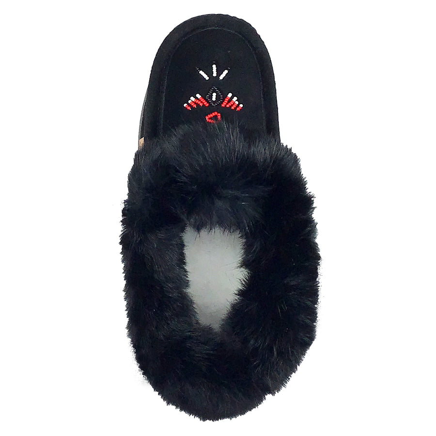 Men's Fleece Lined Suede Crepe Sole Rabbit Fur Moccasins