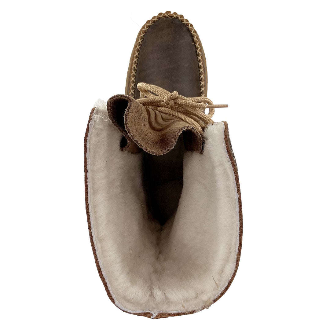 Men's 13" Old Brown Sheepskin Lined Snowshoe Lace Up Moccasin Boots