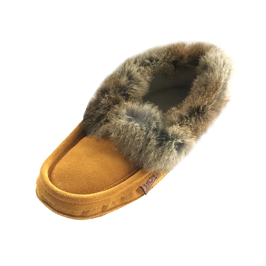 Men's Fleece Lined Suede Moccasins With Rabbit Fur