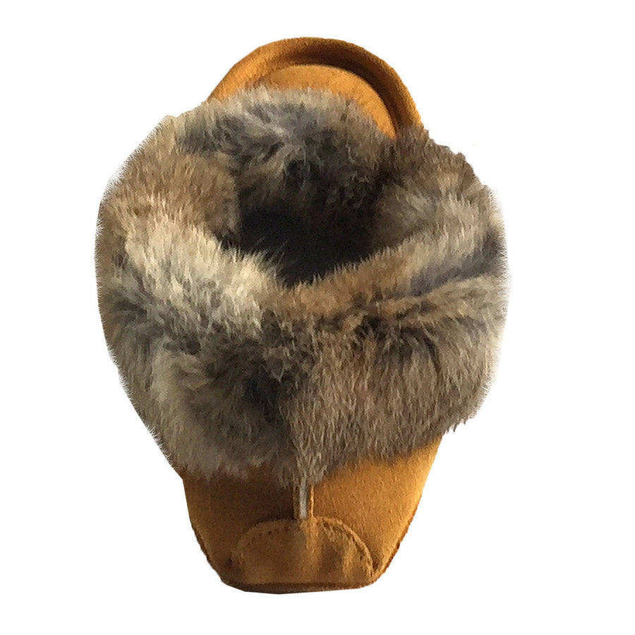 Men's Fleece Lined Suede Moccasins With Rabbit Fur