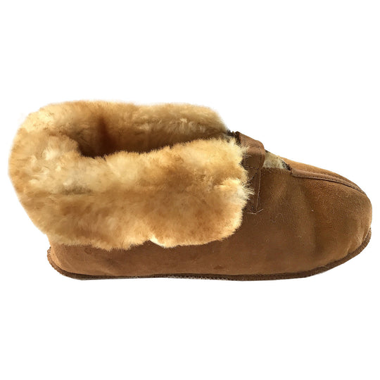 Men's 100% Real Sheepskin Cabin Slippers with Velcro Straps & Collar ...