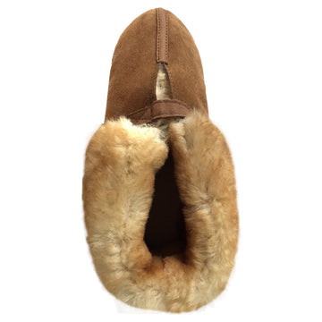 Men's 100% Real Sheepskin Cabin Slippers with Velcro Straps & Collar ...