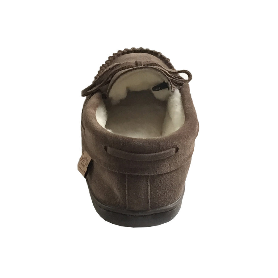 Men's Sheepskin Lined Suede Rubber Sole Moccasins