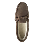 Men's Sheepskin Lined Suede Rubber Sole Moccasins