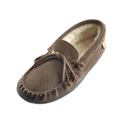 Men's Sheepskin Lined Suede Rubber Sole Moccasins