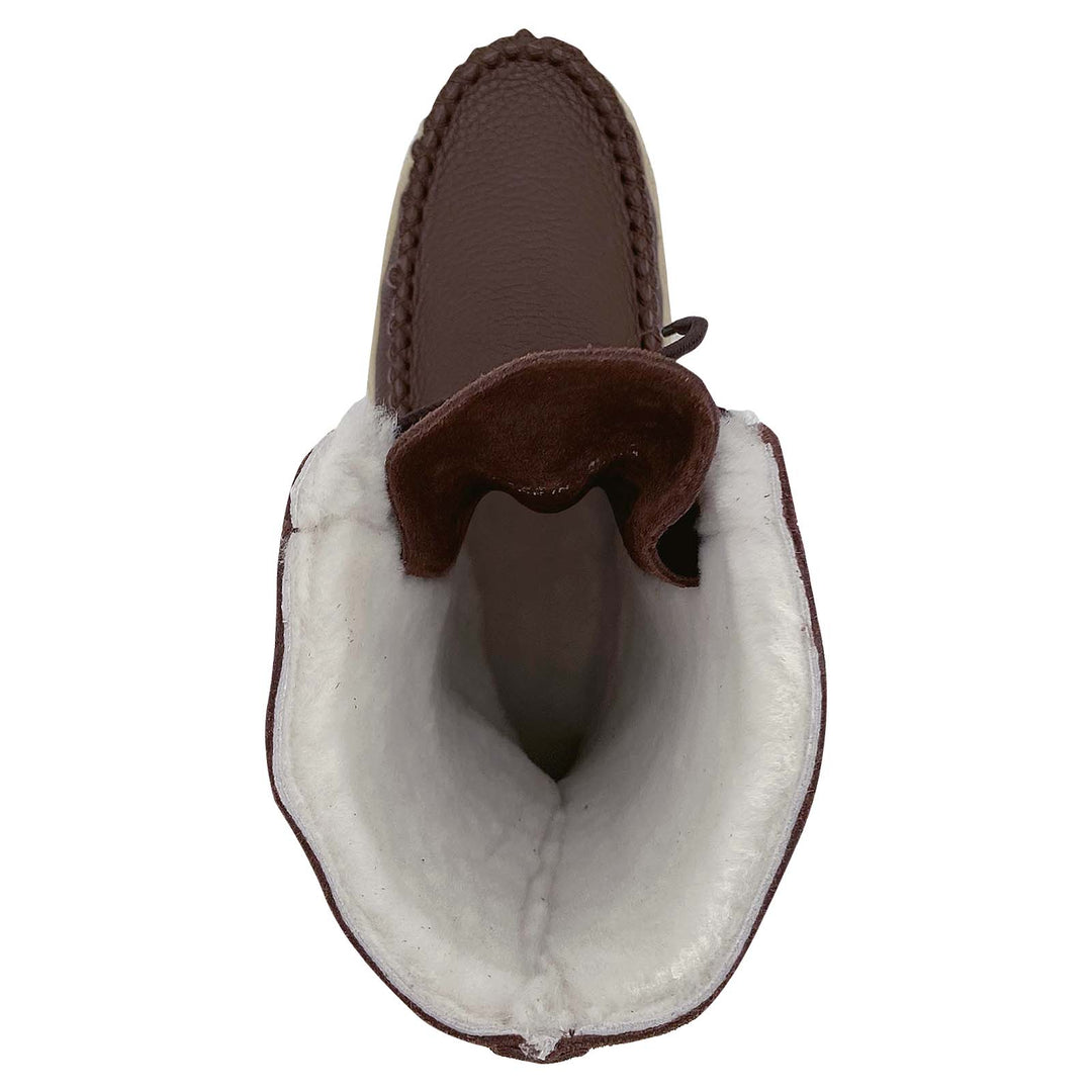 Men's 13" Brown Sheepskin Lined Snowshoe Tall Lace Up Moccasin Boots