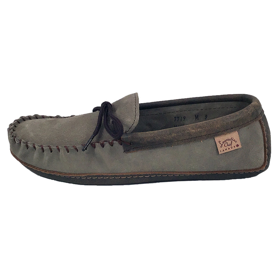 Men's Memory Foam Grey Suede Moccasins