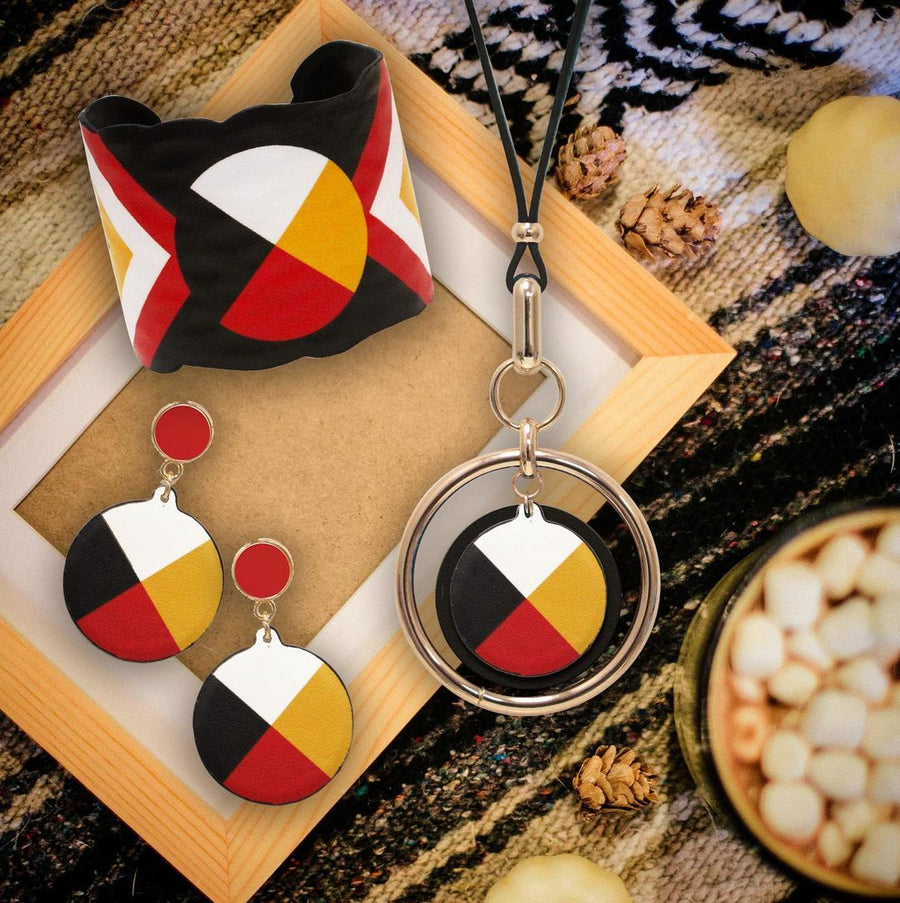 Medicine Wheel Jewelry Set Vegan Leather