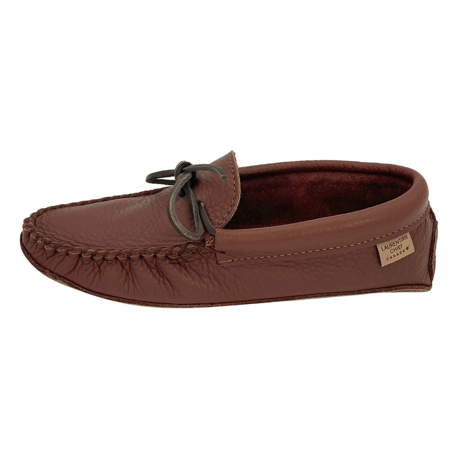 Men's Soft Sole Leather Moccasins Woodstain