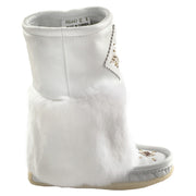 Women's White Mid Calf Rabbit Fur Mukluks