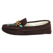 Women's Soft Sole Beaded Fleece Lined Suede Moccasins